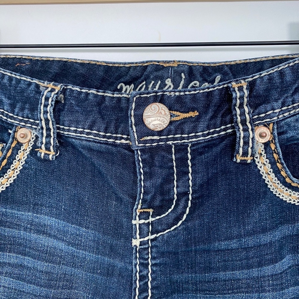 Maurices Womens Y2K Straight Leg Jeans Size 3/4 Short Dark Wash Low Rise Stretch - Picture 3 of 12